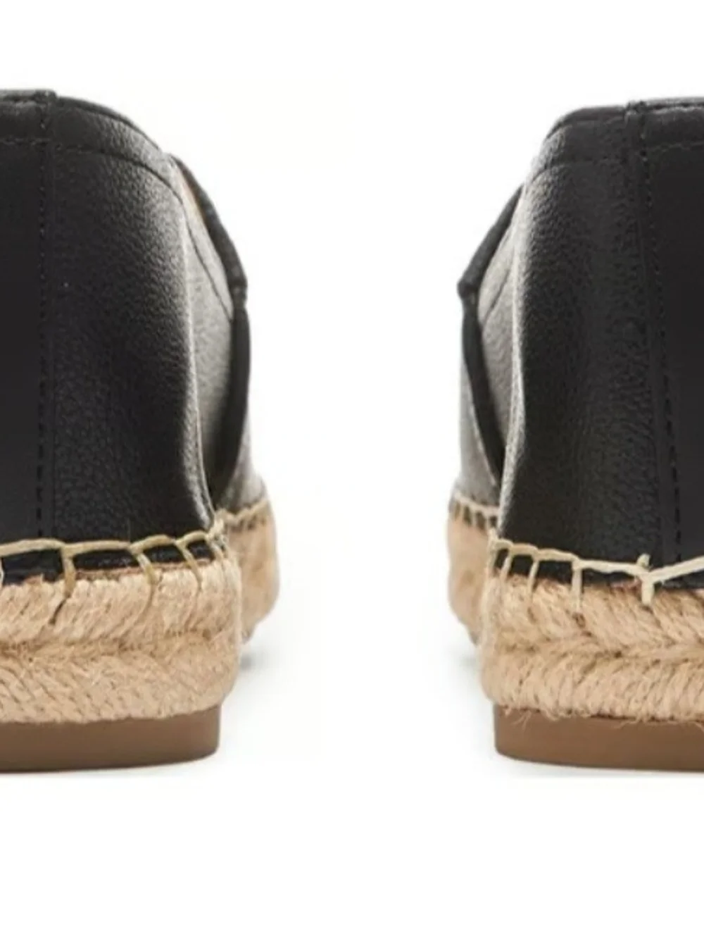 Tommy Hilfiger Black Leather Espadrille Flats with Natural Jute Trim Size 9